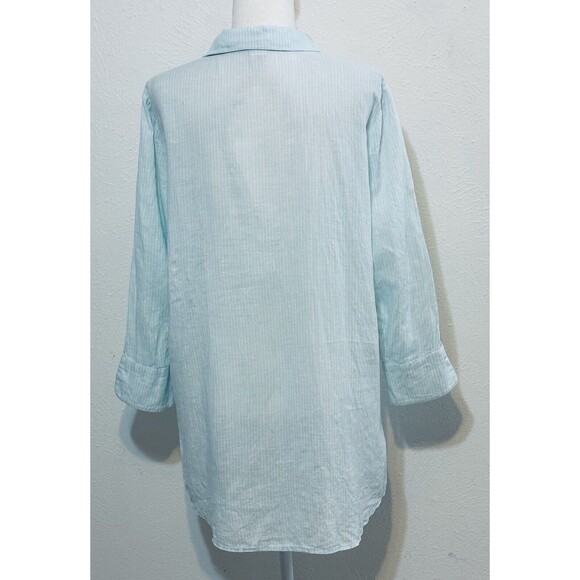 Vineyard Vines Size L Lucaya Tunic 100% Linen Striped Mint Green Timeless Staple - Picture 9 of 13